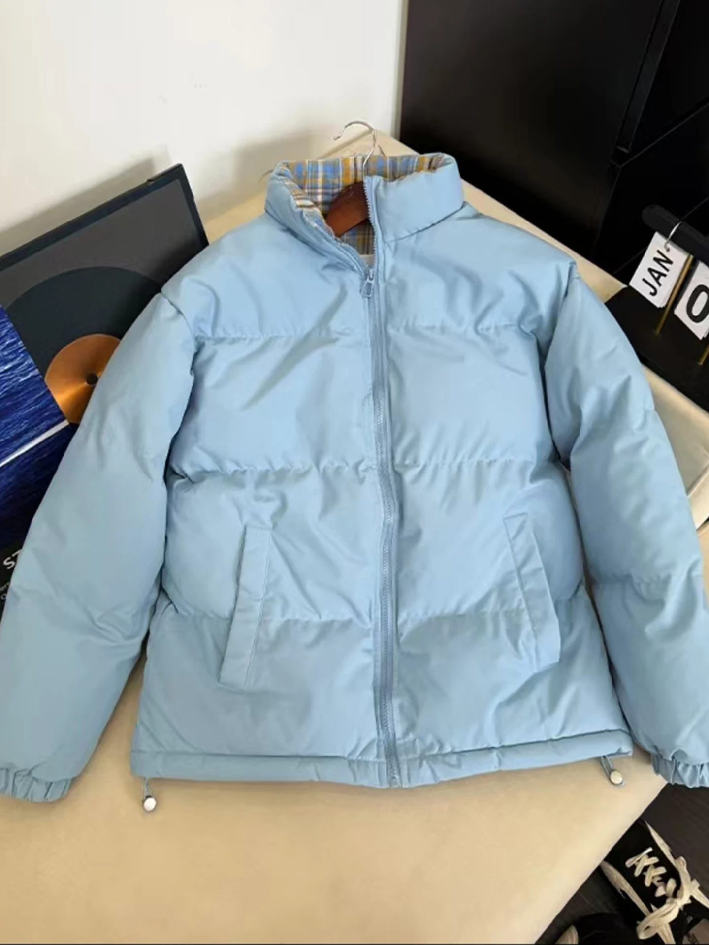 

Thermal down Cotton Jaet Men's Winter Thiened Warm Cotton Coat American Sle Collar Bread Sle Clothing Outerwear