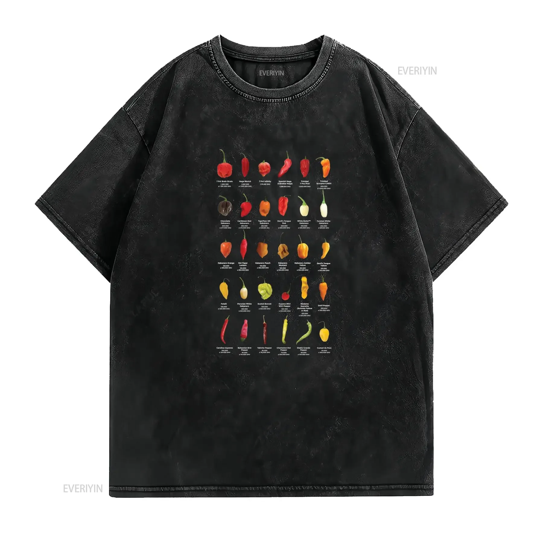 T shirt da uomo con peperoncino piccante Design Scala di Scoville 15 000 200 Shu vestibilità ampia girocollo tessuto vintage