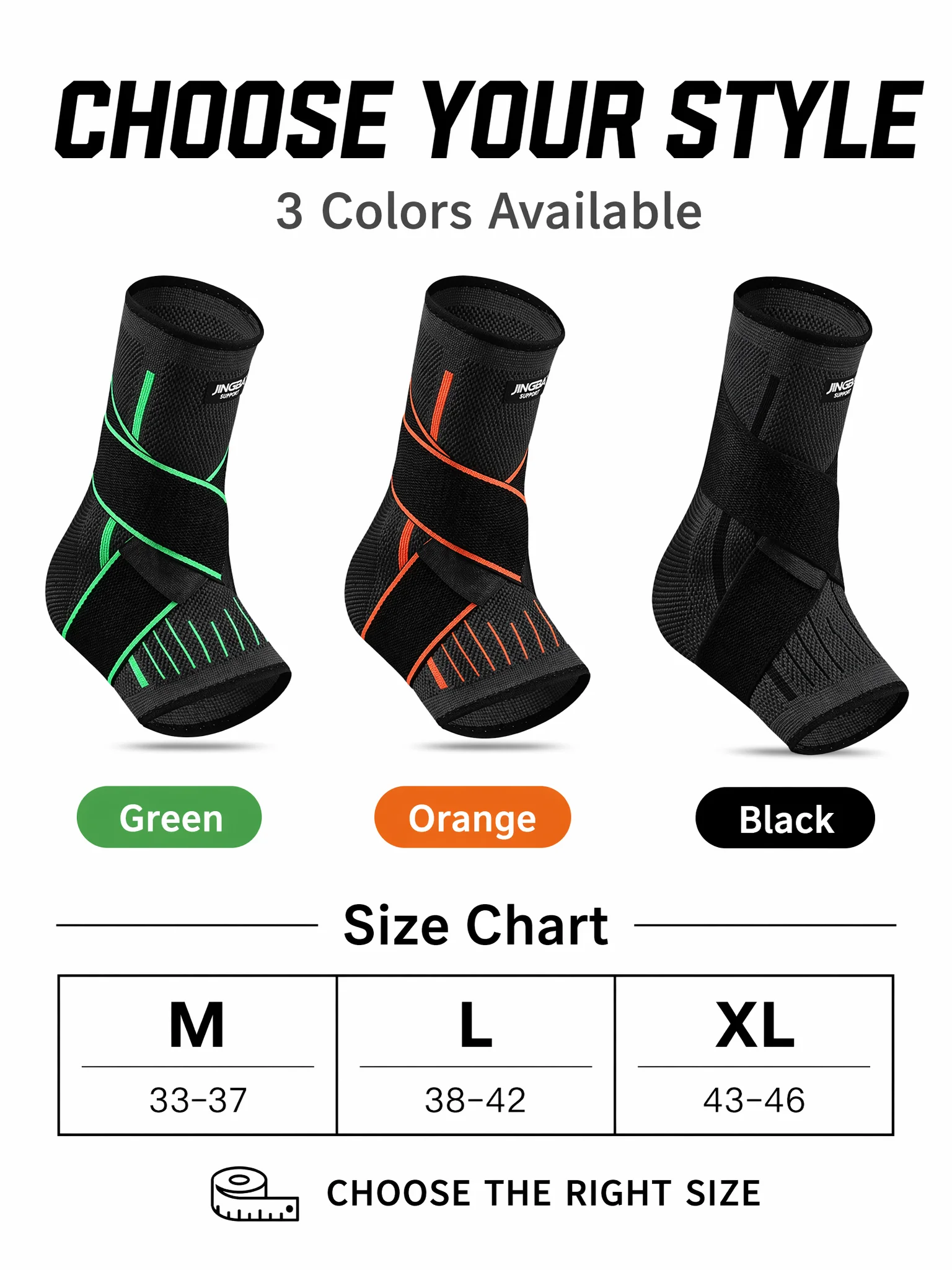 VBOSI Ankle Brace Compression Support Sleeve with Adjustable Strap for Men Women, Breathable Knitted Ankle Support for Sprain, S