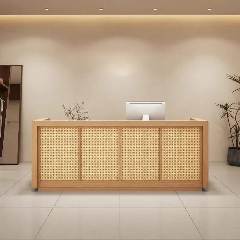 Rattan Hotels Reception Desks Restaurant Vintage Cashier Front Reception Desks Beauty Salon Luxury Mostrador Recepcion Furniture