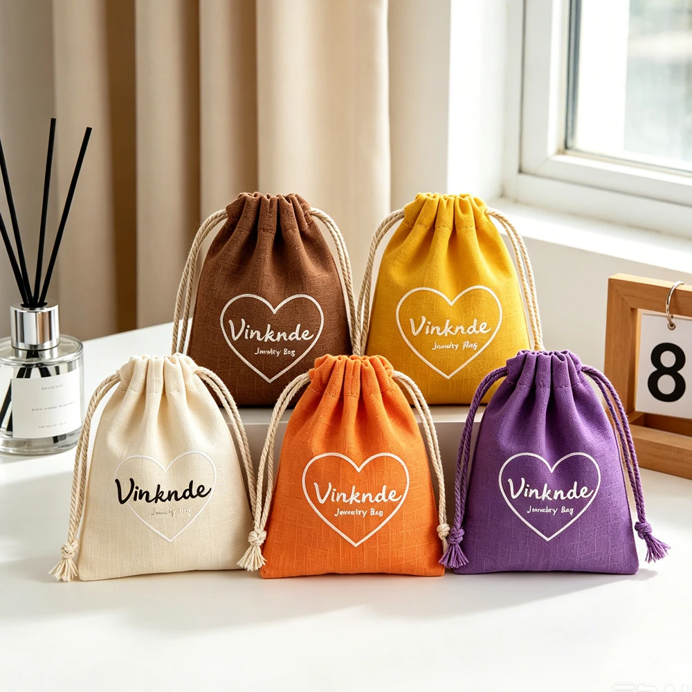 Lote de 100 Bolsas de Muselina de Algodón Natural con Cordón para Joyería, Bolsas de Lona Personalizadas para Bodas, Broches, Llaveros, Aceites, Pendientes