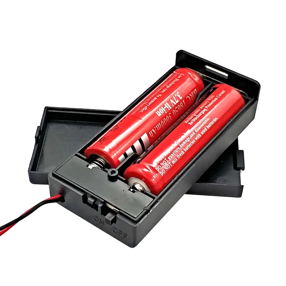 18650 Battery Case 3.7V 18650 Battery Box 2x18650 Batteries Holder 2 Slots Container with ON/OFF Switch Output Voltage 7.4V