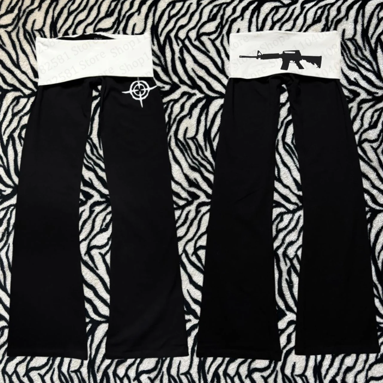 Pantalones Y2K con estampado de pistola, estilo rock punk, cómodos, góticos, retro, casuales, de pierna ancha para mujer, estilo emo.