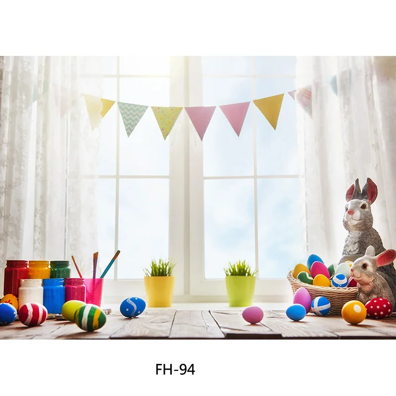 SHENGYONGBAO-بيض عيد الفصح والأرنب الخلفيات التصوير الفوتوغرافي ، صور استوديو الدعائم ، زهور الربيع ، وخلفيات الصور الطفل ، FH-35