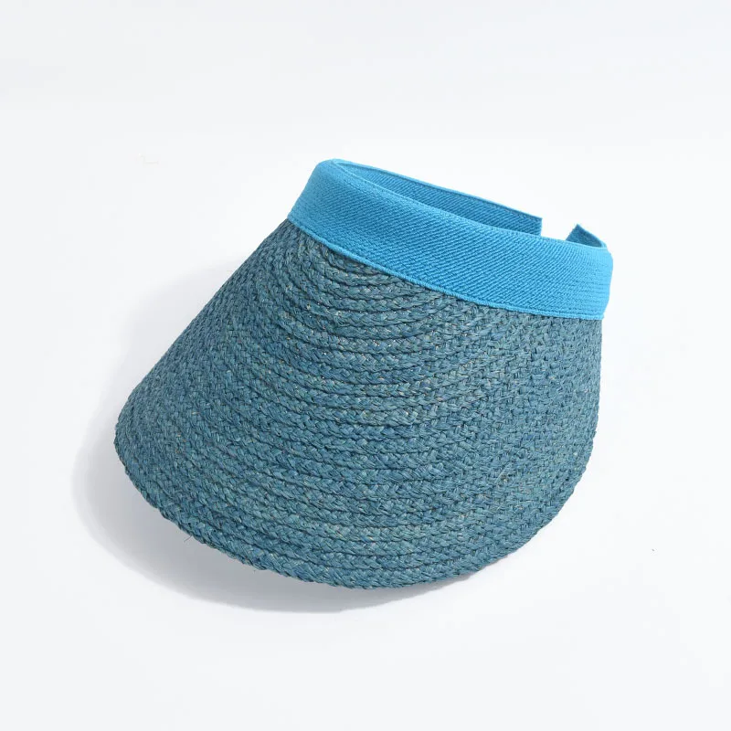 

USPOP Summer Raffia Straw Visor Hat for Women Colorful Open Top Sun Hat Breathable Lightweight Beach Hat