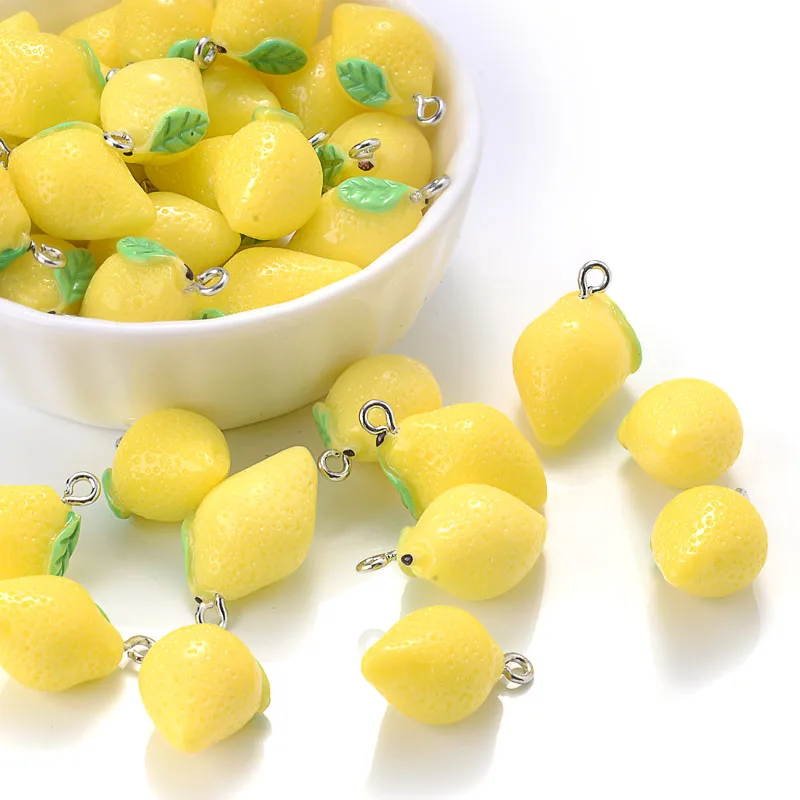 10Pcs/Pack Charms Resin Pendants Cute Fruit Lemon Shape Pendants For DIY Jewelry Making Earring Keychain Bracelet Accessories