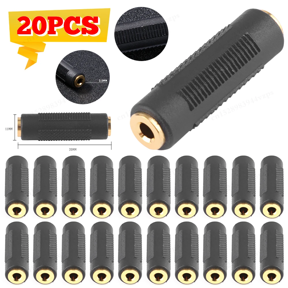 3.5 Mm Female To 3.5mm Female Jack Stereo Connector Coupler Adapter Audio Extension Cable for MP3 DVD Headphone Car