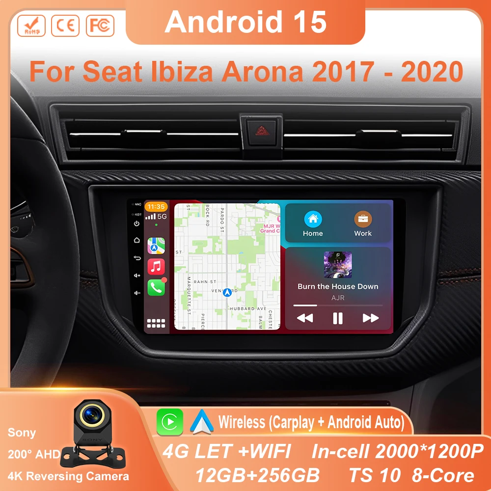 Carplay Android Car Radio For Seat Ibiza Arona 2017 2018 2019 2020 Auto Car Multimedia Player Voice Control RDS GPS Navigation