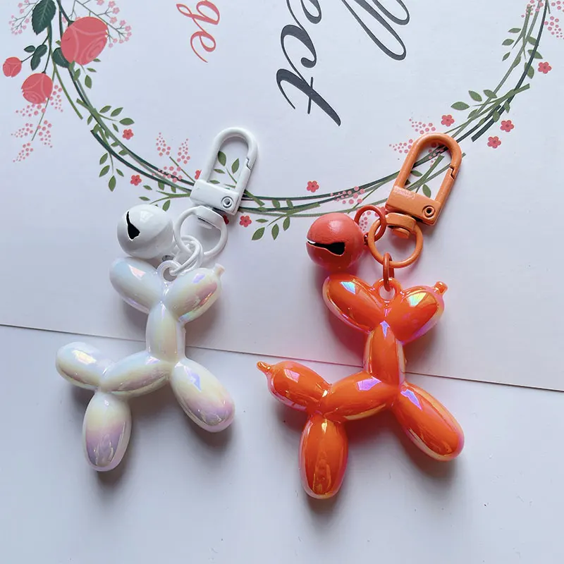 Electroplated Cute Bell Balloon Dog Keychain PVC Three-Dimensional Key Chain Exquisite Gift Car Interior Cartoon Key Chain