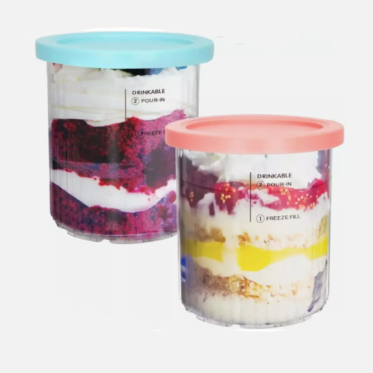 

Four-piece Ice Cream Cup With Lid Smoothie Cup Summer Ice Cream Storage Jar Silicone Lid With Spoon Set of Ninja
