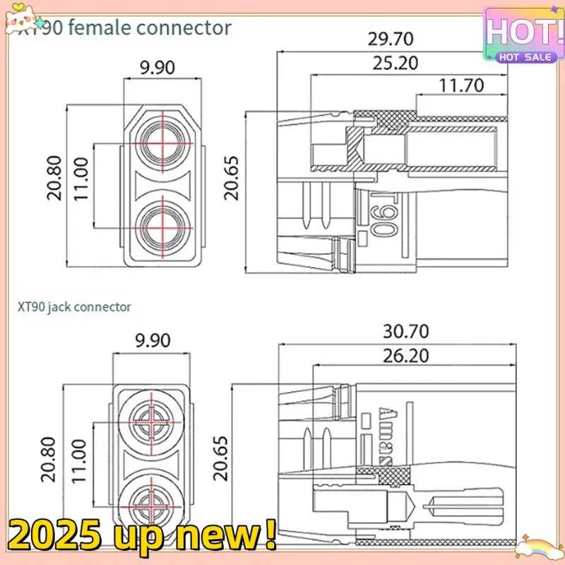

Stylish-10 Pairs Black XT90 Connector Plug Bullet Connector Female+Male For RC Lipo Batteries ESC Motors