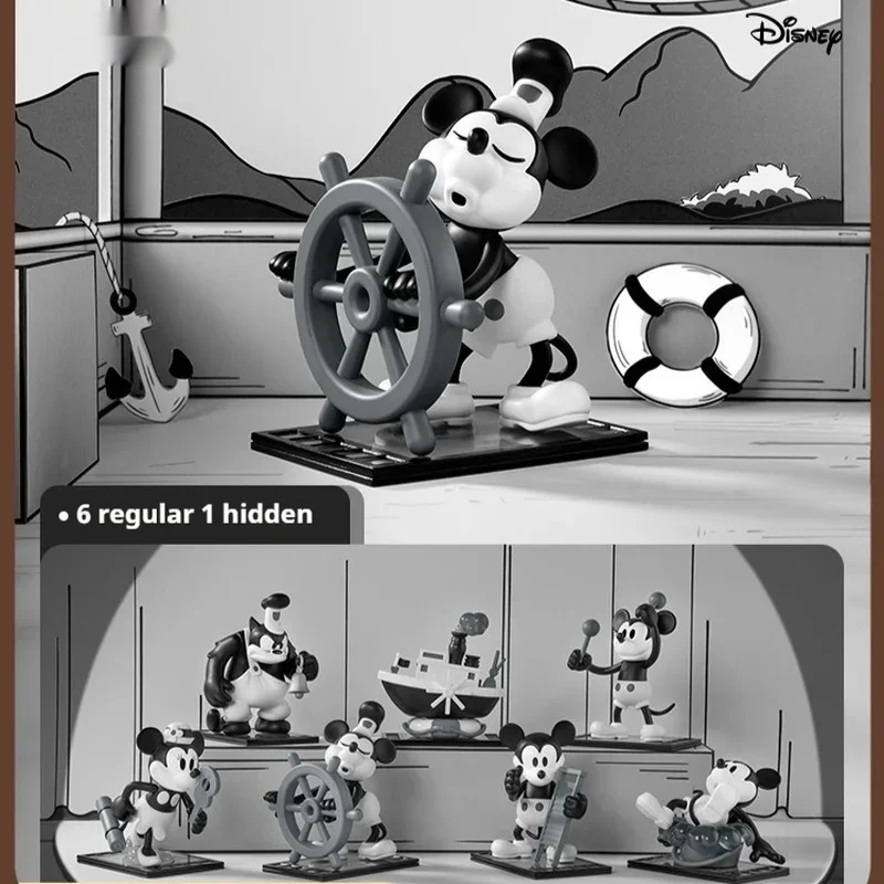 

Оригинальная слепая коробка Disney, серия Willie Steamboat, фигурки Микки Мауса, классическая черно-белая фигурка, игрушка, подарок, декор