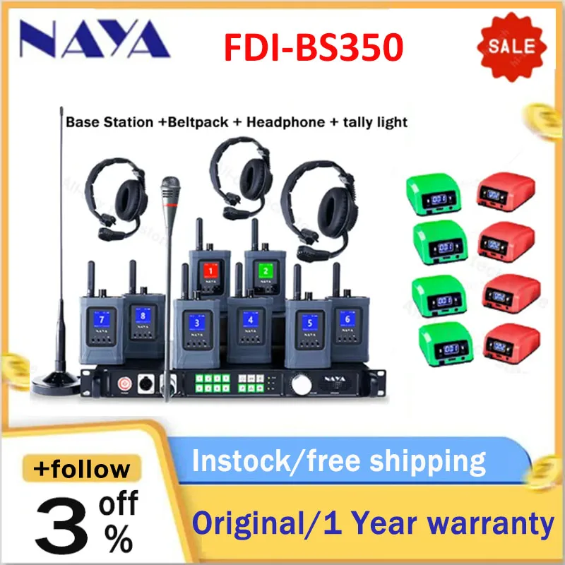 NAYA FDI-BS350 professional Transmission Intercom system Full-duplex Communication Group with new tally 285 wireless Tally light