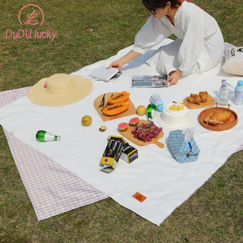 

Moisture-Proof Mat for Picnic, Wind Canvas, Caramel, Coffee, White, Spring Trip, Outdoor Lawn, Camping