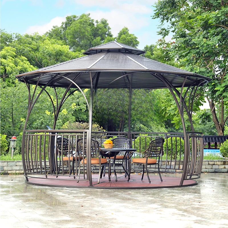 

Outdoor leisure pavilion villa garden terrace pavilion courtyard modern waterproof tent outdoor European wrought iron canopy