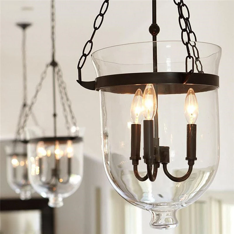 american country glass bucket pendant light retro sala de jantar foyer black rust color decor lampada pingente led e14 luminaria 01