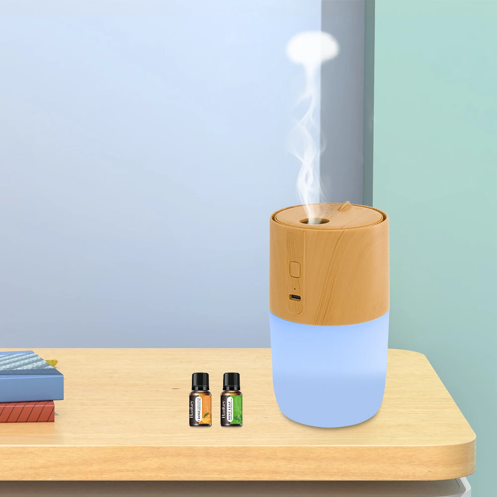 

Диффузор эфирного масла под дерево, ультразвуковой увлажнитель воздуха, очиститель воздуха и освещение настроения, в комплект входят 2 масла