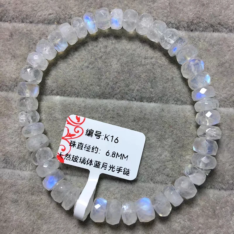 

Natural Blue Light Moonstone Clear Abacus Beads Bracelet 7mm Women Men Jewelry Moonstone Beads AAAAA