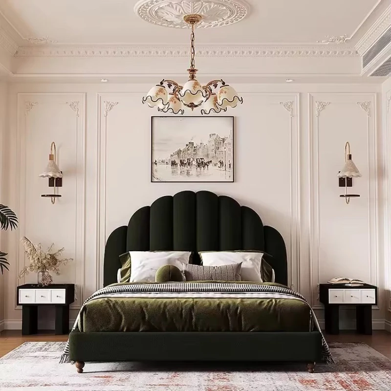 

High quality post-modern bedroom furniture, upholstered fabric bed, luxury queen bed, double bed, king size bed