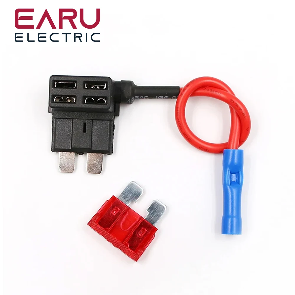 12V Fuse Holder Add-a-circuit TAP Adapter Micro Mini Standard Ford ATM APM Blade Auto Fuse with 10A Blade Car Fuse with holder