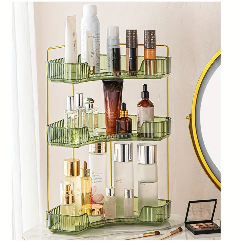 Bathroom Corner Toiletries Organizer, Countertop Corner Cosmetics Shelf Storage Tray,1pc