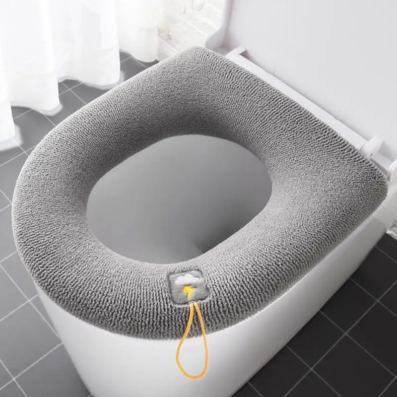 Juste de siège de toilette en polymère chaud pour l'hiver, coussin de toilette avec poignée, doux et lavable, accessoires de chauffage Closestool, ThUNICEF