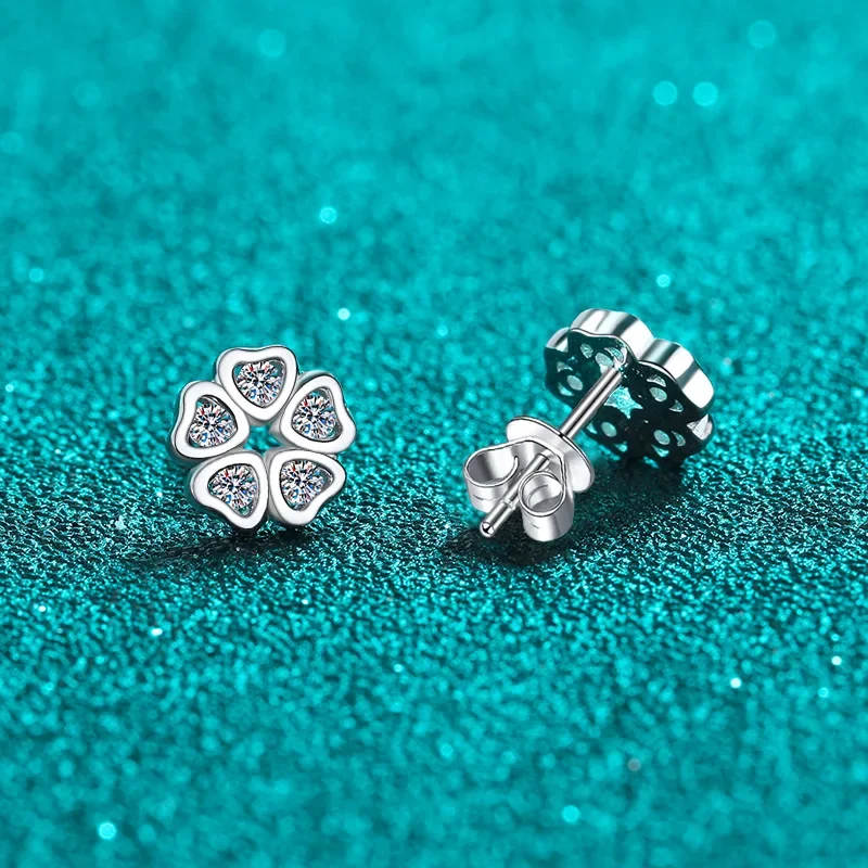 

HAIMAITONG женские платиновые серьги с муассанитом и лепестками сердца pt950, маленькие, свежие и милые, праздничный подарок