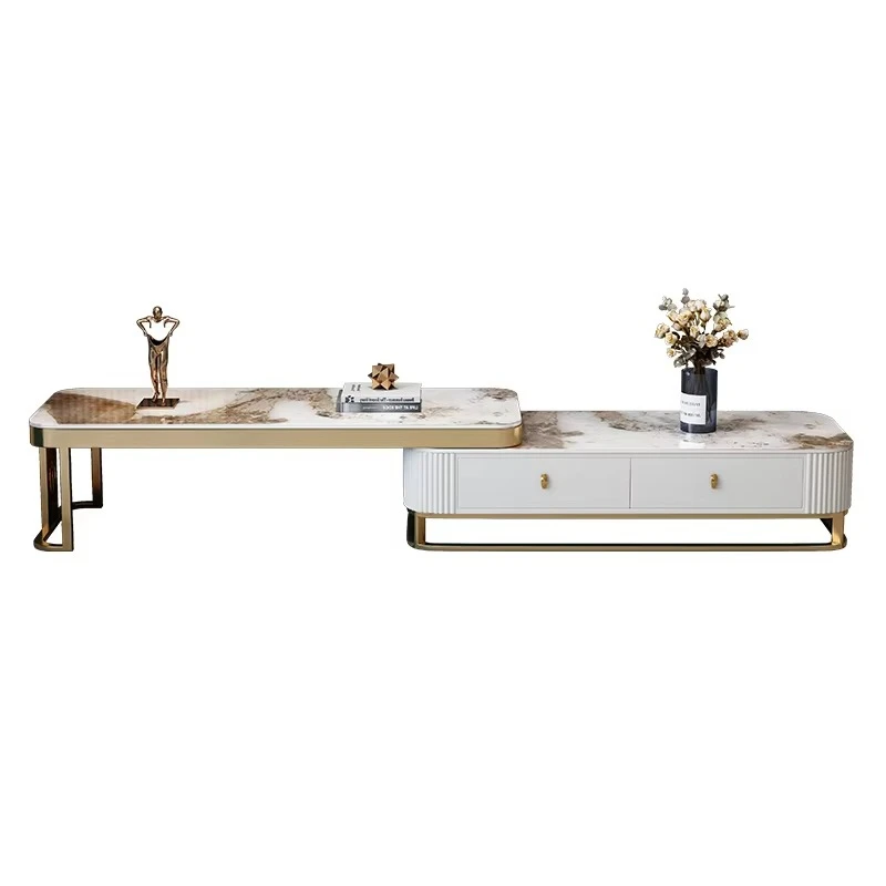 Fireplace Tv Stand Entertainment Center Extendable Tv Unit Media Console Tv Cabinet Marble Top With Coffee Table Set