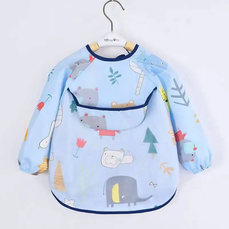 Kids Baby Bibs Toddler Waterproof Scarf Long Sleeve Apron Feeding Bibs for Infant