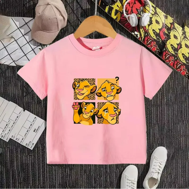 

The Lion King printing 2025 Summer New Fashion Men's and Women's T-shirt Pure Cotton Cartoon Anime Children's Clothing Top