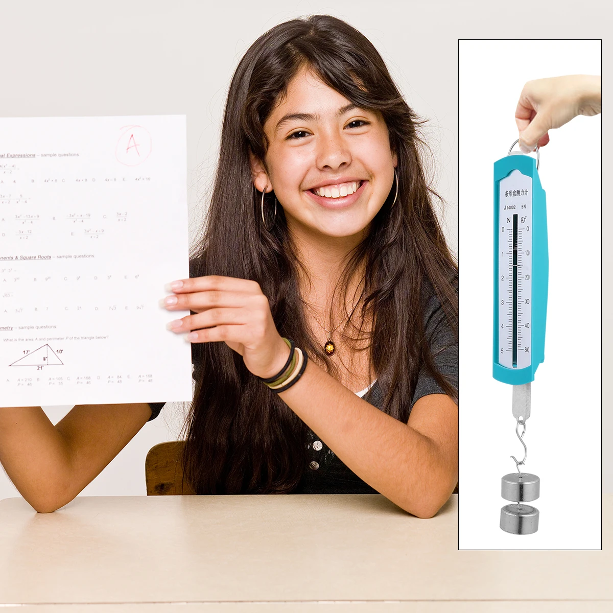 

High Precision Dynamometer Physics Teaching Instrument Durable Force Gauge With 10 Hook Codes For Classroom Science