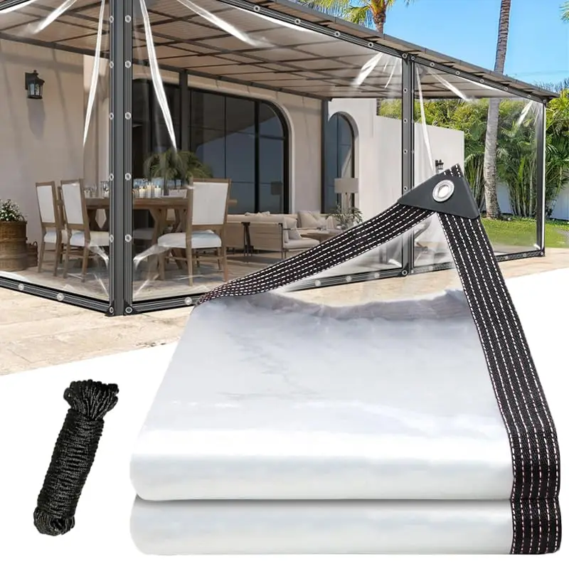 

Clear Tarp 12x16 ft -Heavy Duty 14Mil Waterproof PVC Vinyl Tarpaulin with Reinforced Edges & Aluminum Alloy, Customized