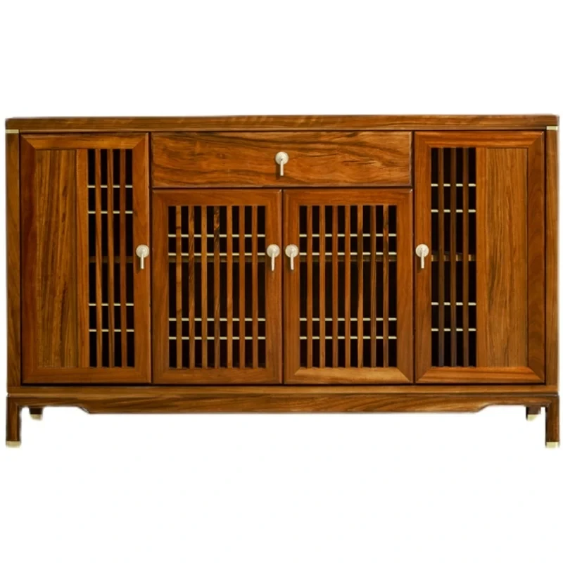 

New Chinese style solid wood dining side cabinet Zen entrance multi-functional locker Ebony ebony