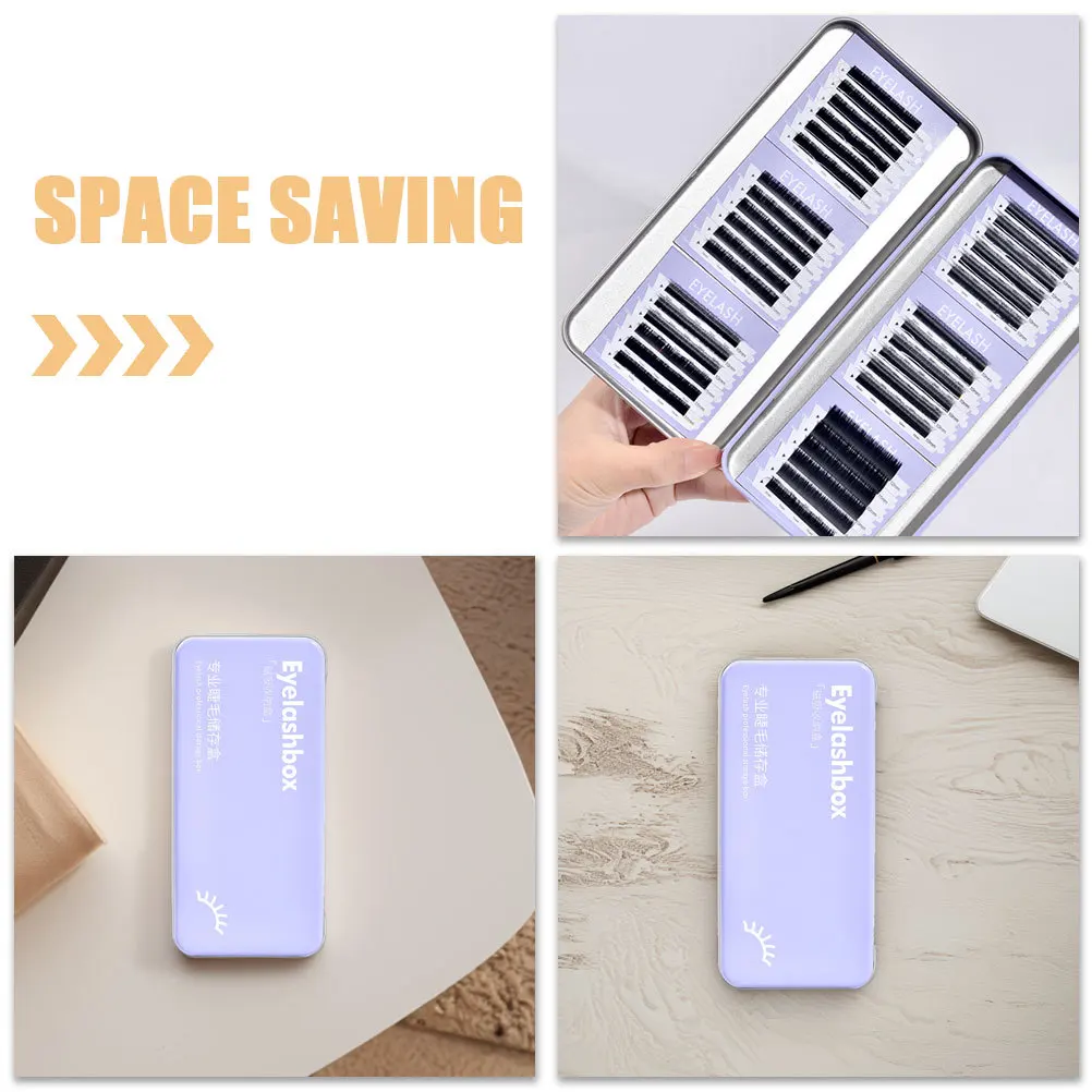 1Set Eyelash Organizer False Lash Storage Case Magnetic Strip Compact Makeup Travel Lash Holder Extension Storage