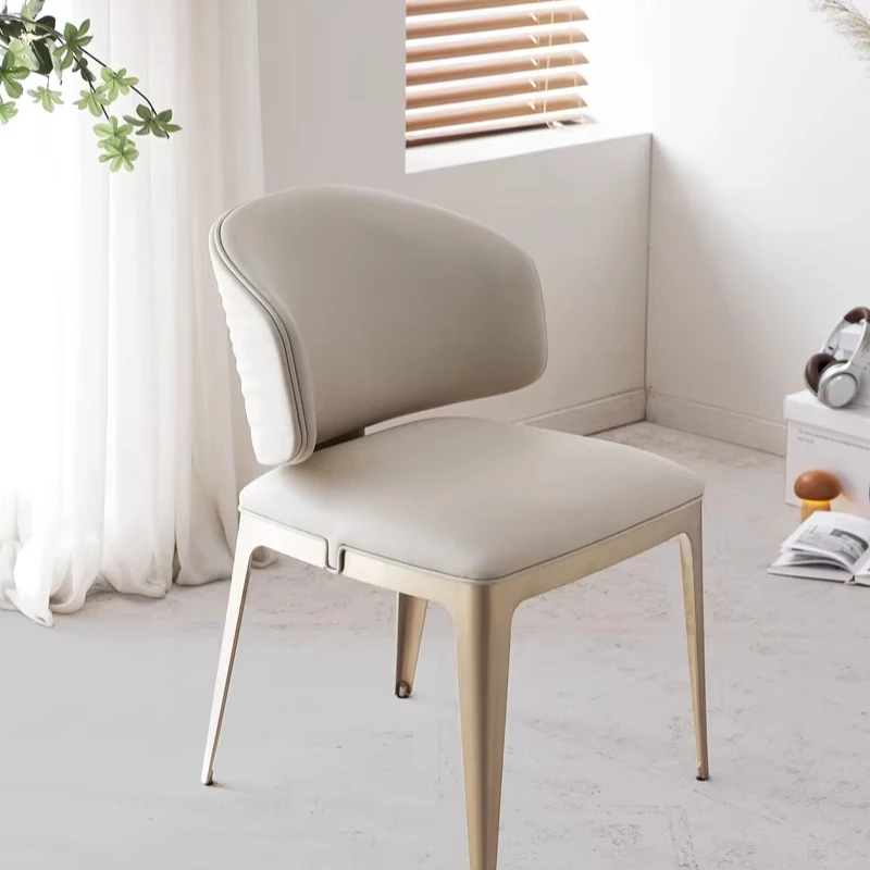 

Light luxury water wave pattern dining chair Italian light French cream modern simple household small apartment