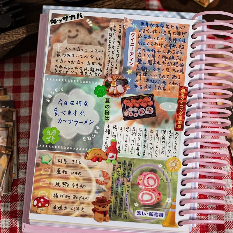 40pcs/pack Cute Retro Y2K Memo Pads Message Paper Notebook Journal DIY Material Decoration Base Note Paper Japanese Stationery