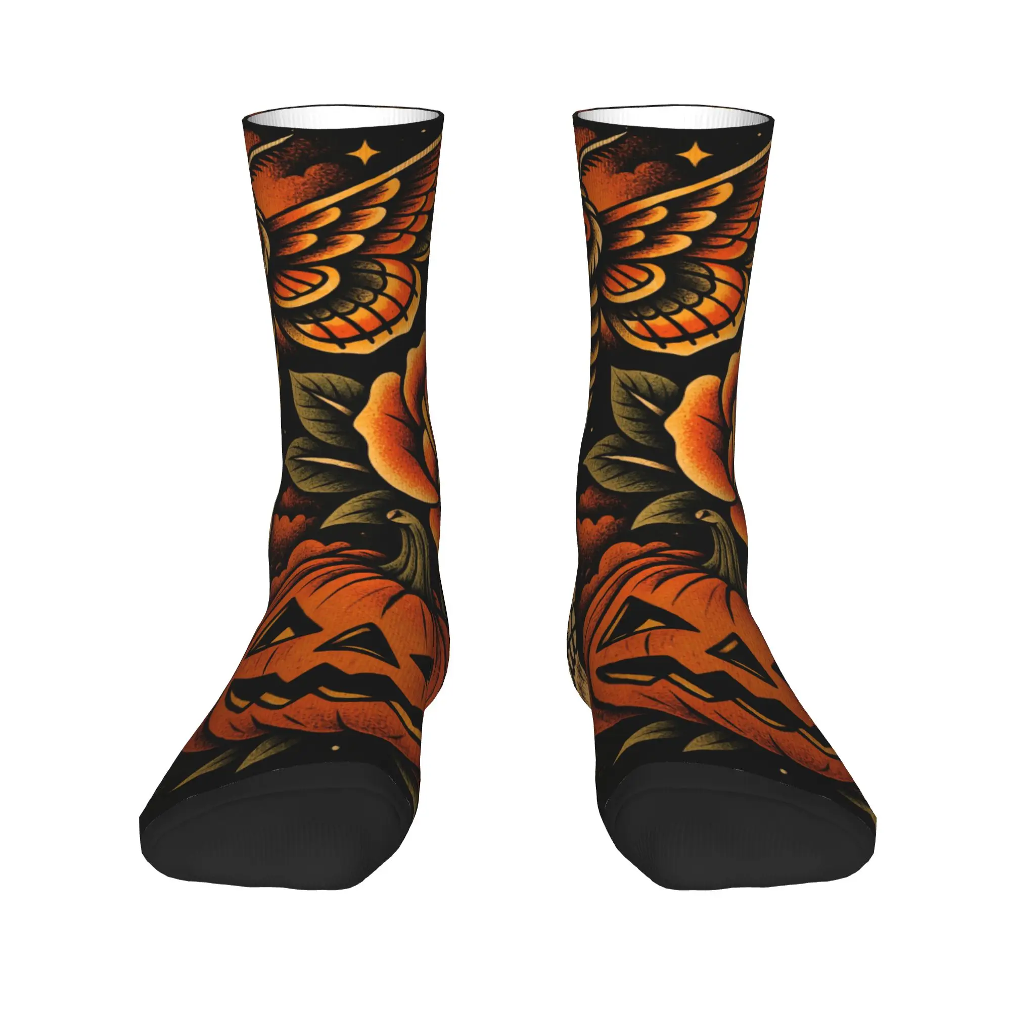 Men's Socks Halloween Skull Pumpkin Rose  Stockings Spring Casual Comfortable Socks Printed Cycling Non Slip Socks