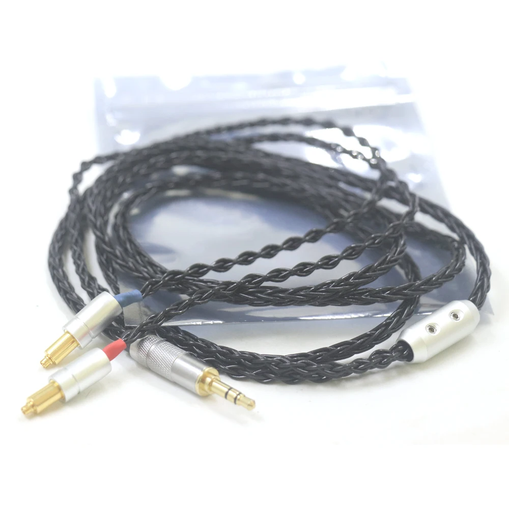 銀メッキのイヤホンのアップグレードケーブル,8コア,hfi 2.5 3.5mm,xlr,shure srh1540 srh1840 srh1440,ヘッドフォンケーブル