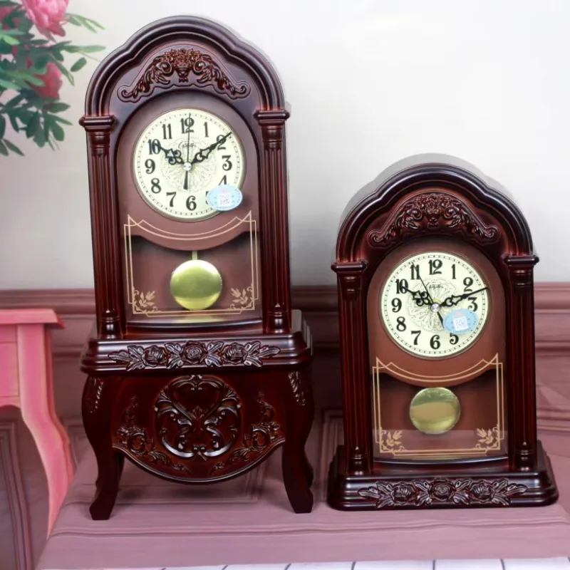 

European Table Pedestal Hanging Rocking Creative Clock TV Cabinet Decoration Retro Quiet Desk Clock