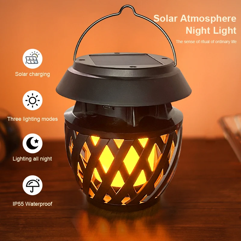 ACMESHINE Solar Table Flame Outdoor Waterproof IP65 Hanging Christmas Decoration Fire Metal Solar LED Garden Lantern Lamp Light