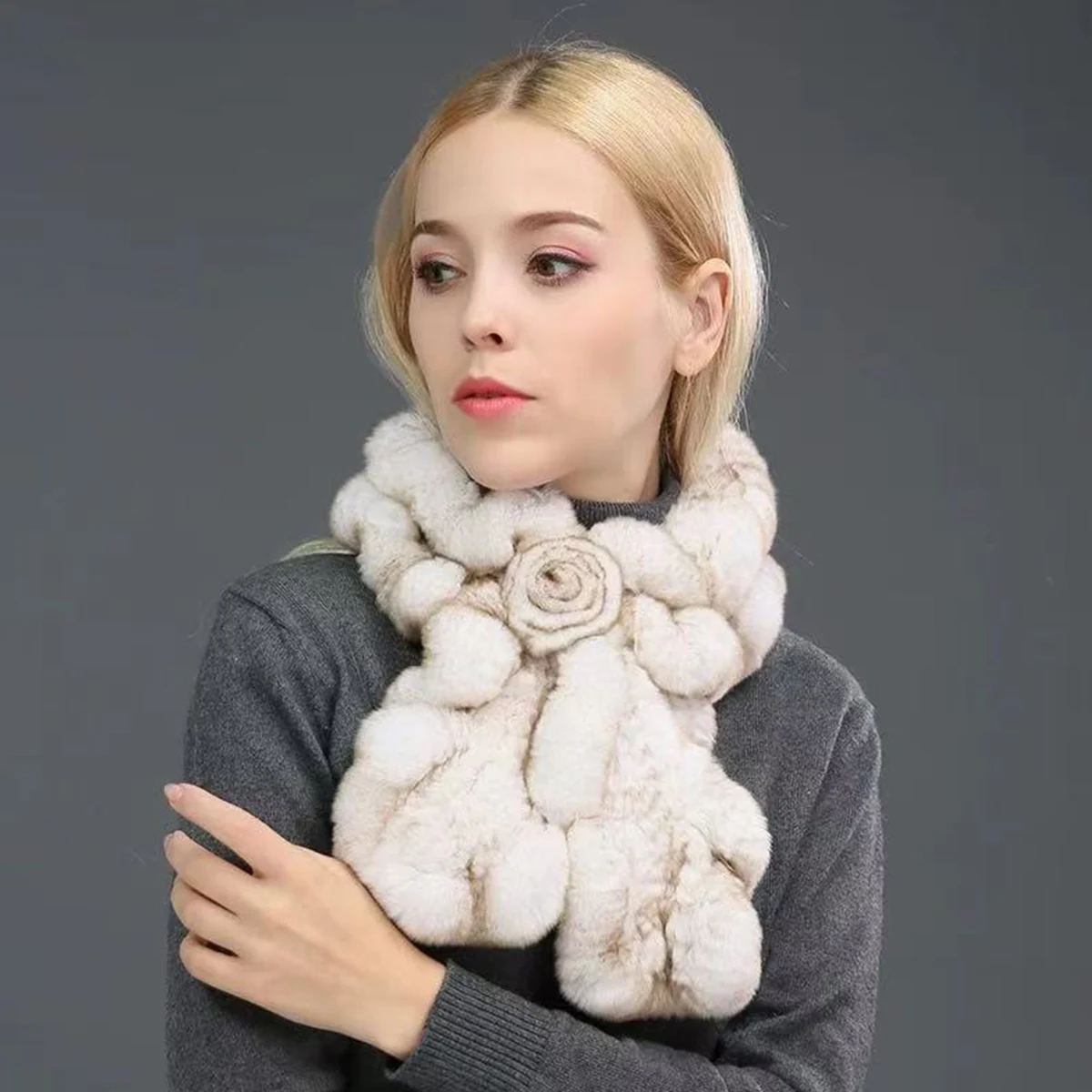 

FEIMANYUAN шарф из натурального кроличьего меха, зимние аксессуары, теплый шарф, Лидер продаж, шарфы из натурального кроличьего меха для женщин