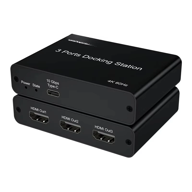 4K 60Hz Type-c for     Output Docking Station Switch with 3 Ports Video Splitters & Converters