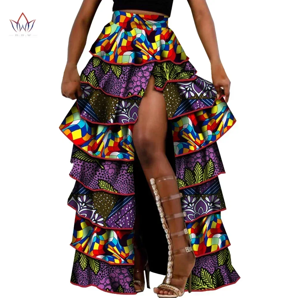 

BintaRealWax Summer Women African High Waist Cupcake Skirt Bazin Riche African Skirt Africaine Pour Les Femmes WY6634