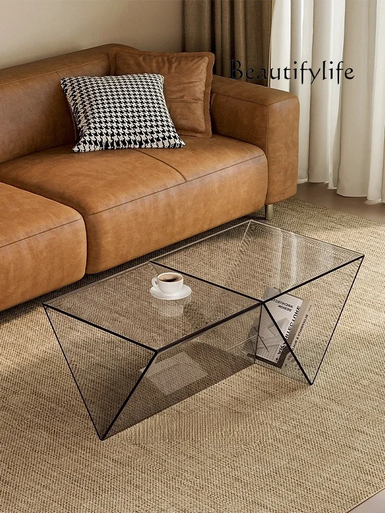 

BJ Italian Minimalist Coffee Table Light Luxury Living Room Coffee Table Minimalist Home Modern Small Table Glass