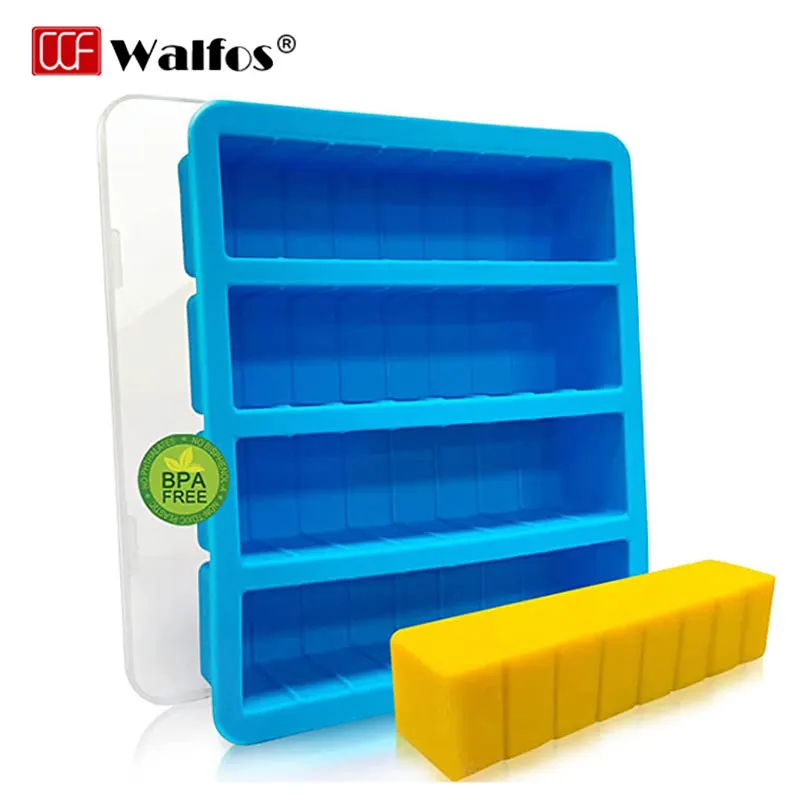 

Walfos Silicone Butter Mold with Lid Food Grade & BPA Free Fits Standard Size Butter Stick Energy Bar Soap Bar Brownie Cake Non-