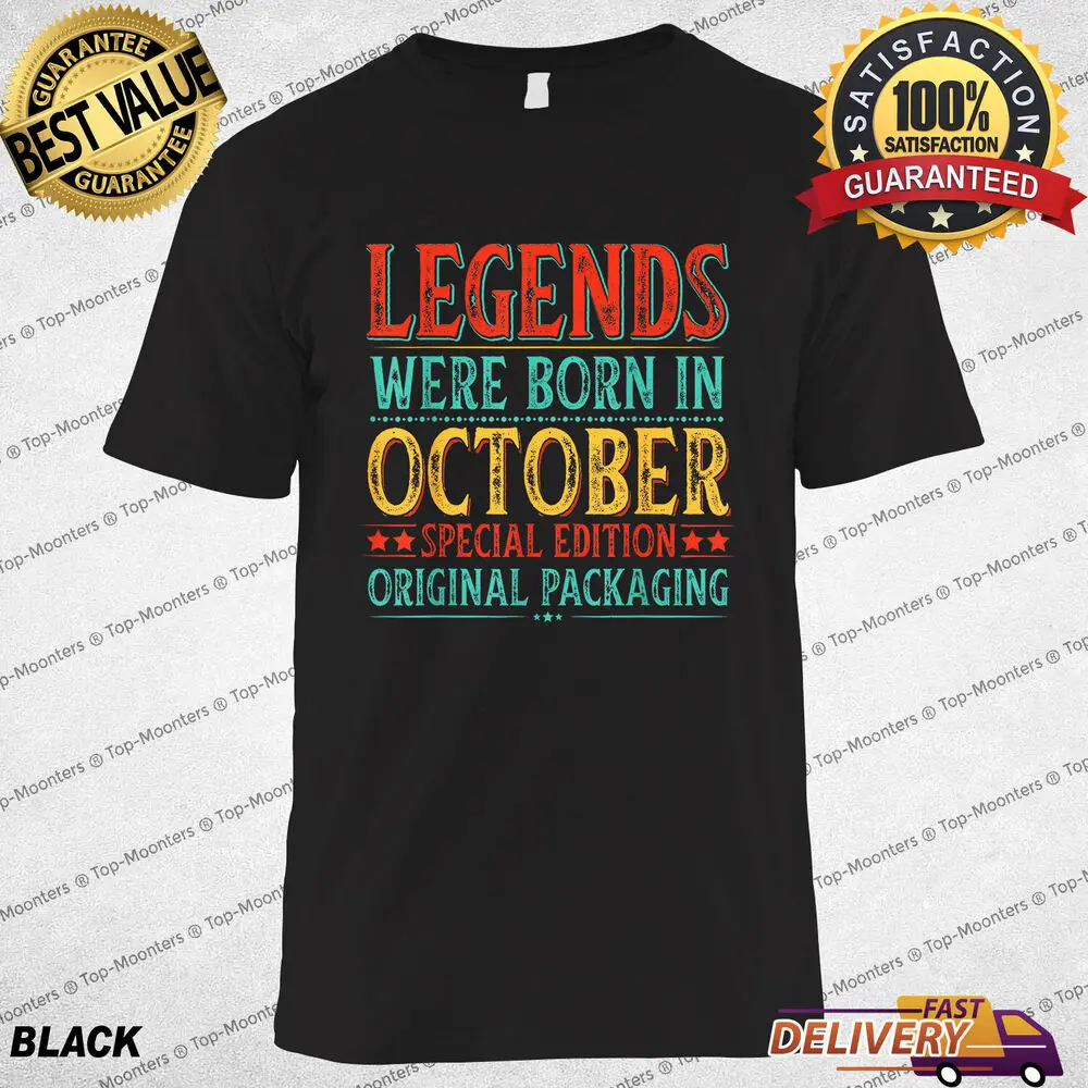 October Birthday T-Shirt Legends Born in October Original Packaging Gift