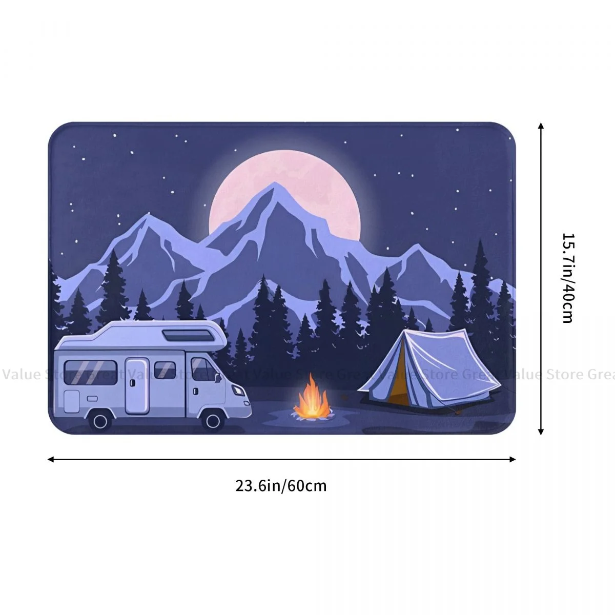 Happy Camping Trailer Camper Bath Mat Family Adventure Camping Night Doormat Kitchen Carpet Outdoor Rug Home Decor