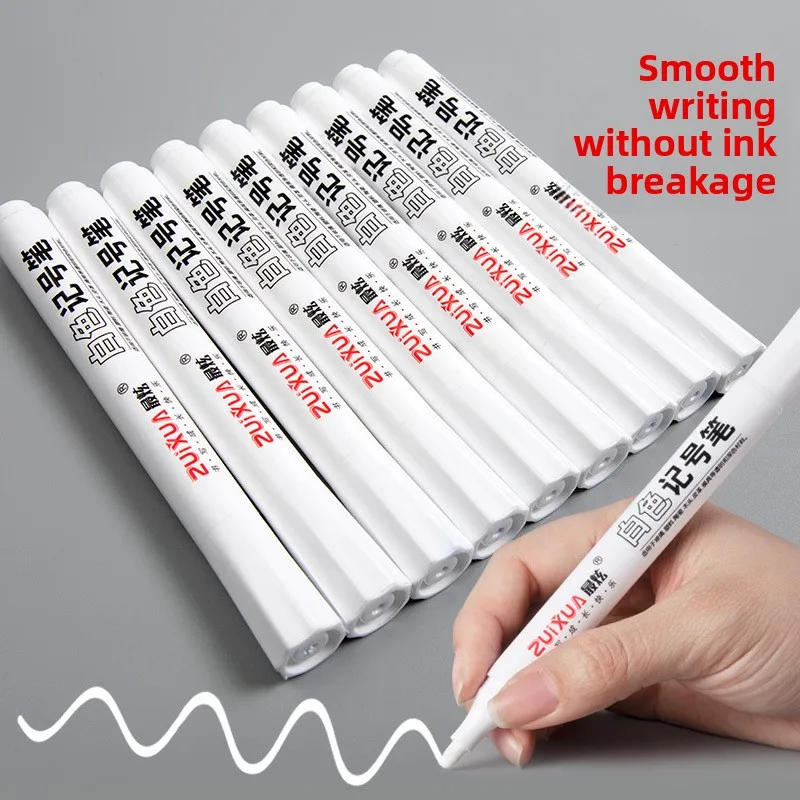 5-10 Pcs White Marker Pens 2.0mm Oily Waterproof White Gel Pen DIY Graffiti Sketching Markers Stationery Wrting School Supplies