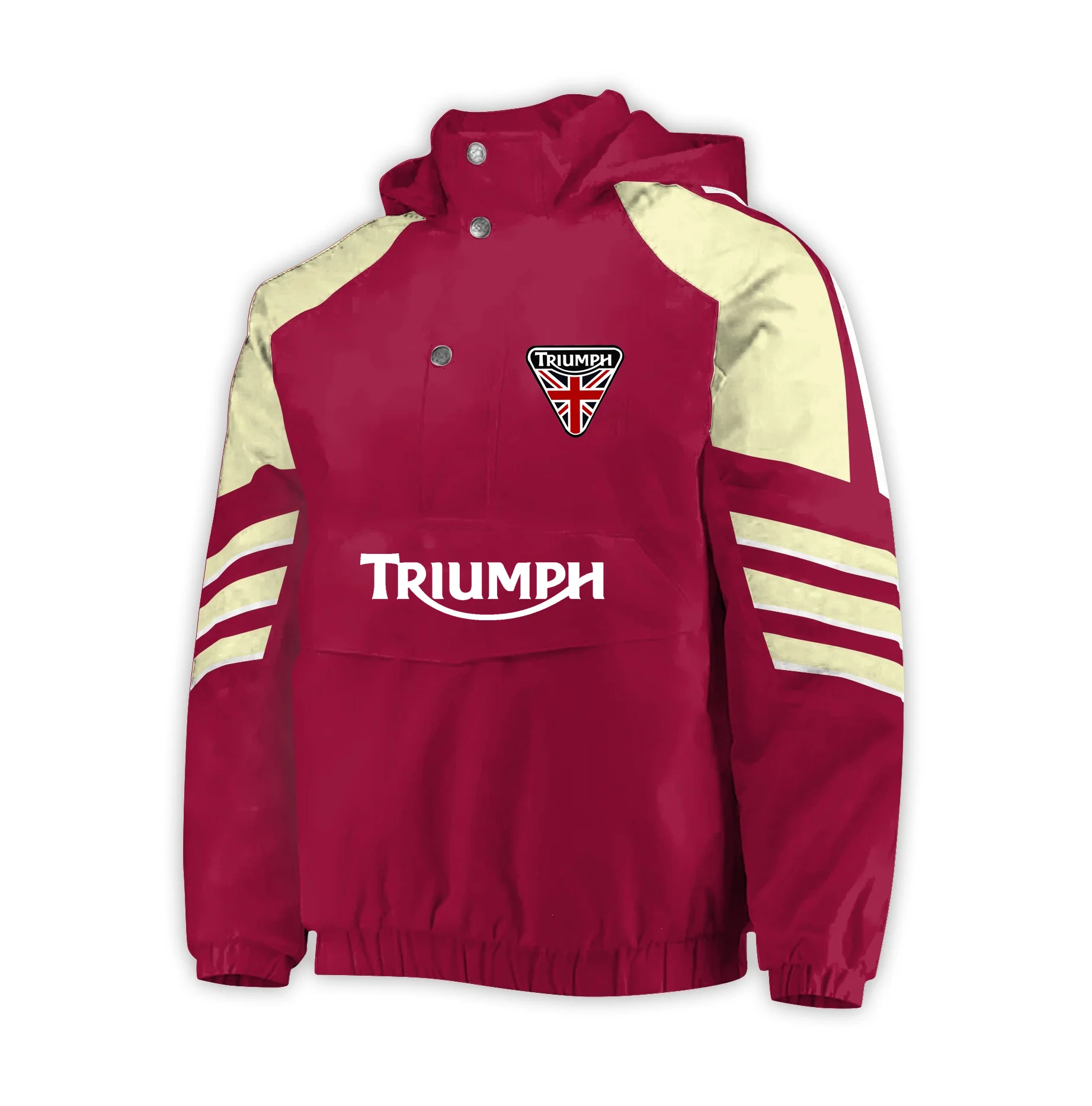 Men's Half Button Pullover Hooded Jacket Triumph Windproof Outerwear Casual Motorbike Riding Coat Streetwear Male Hoodie Jackets