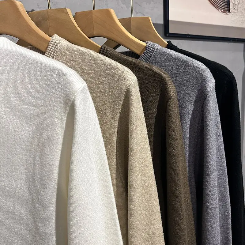 

Thiened Long Sve round Ne Warm Underwear Single Piece for Men Busin Casual Sle Pure Color Simple Design Knitted S...